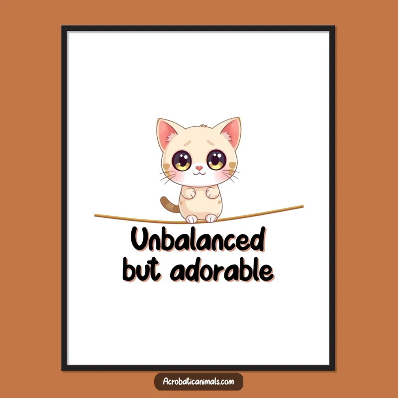 Funny Cat Tightrope Poster: Hilarious Wall Art for Amused Homes
