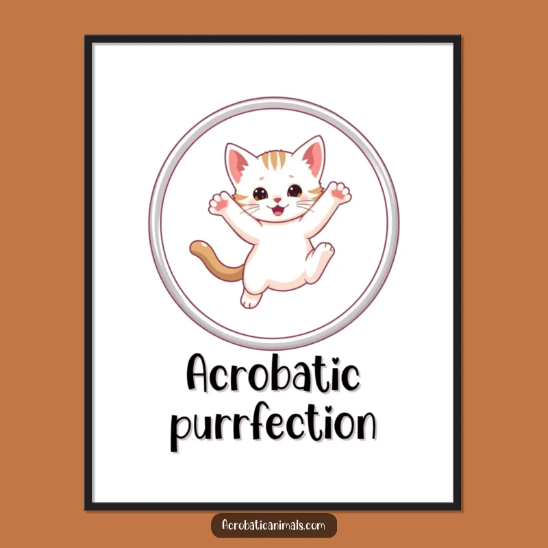 Funny Kitten Hula Hoop Poster: Vibrant Wall Art, a Hilarious Piece of Funny Gift Decor