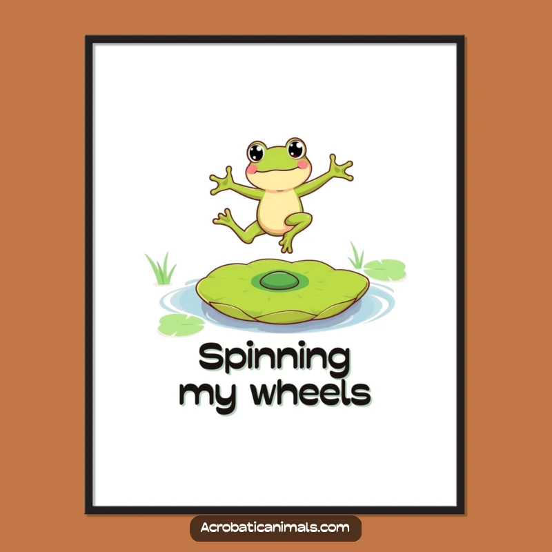 Funny Leaping Frog Poster: Vivid Amphibian Acrobatics Art for Wall Humor