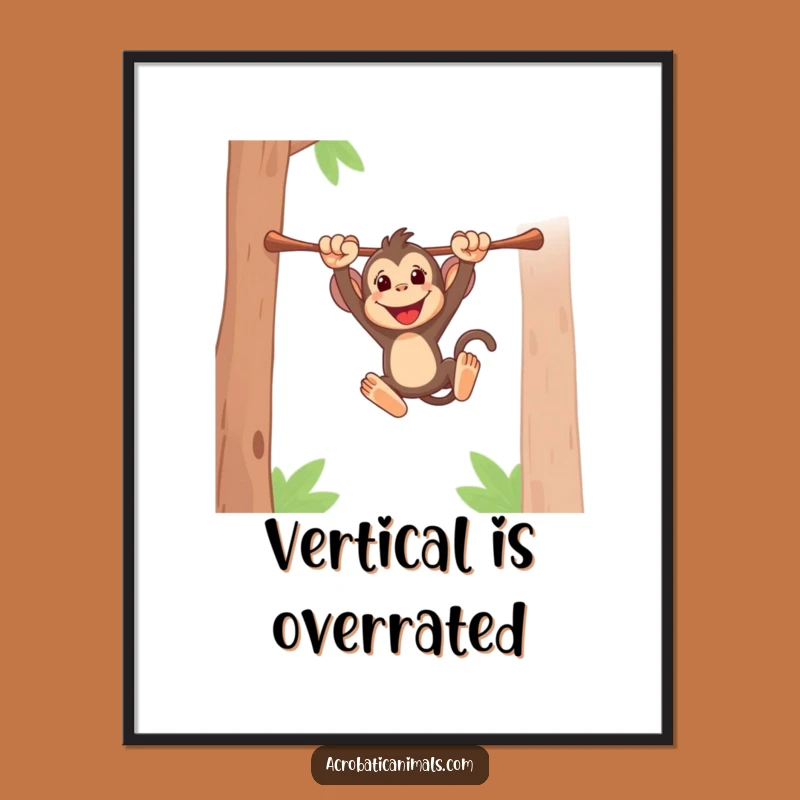 Funny Monkey Swinging Poster: Energetic Primate Art, Perfect Funny Gift