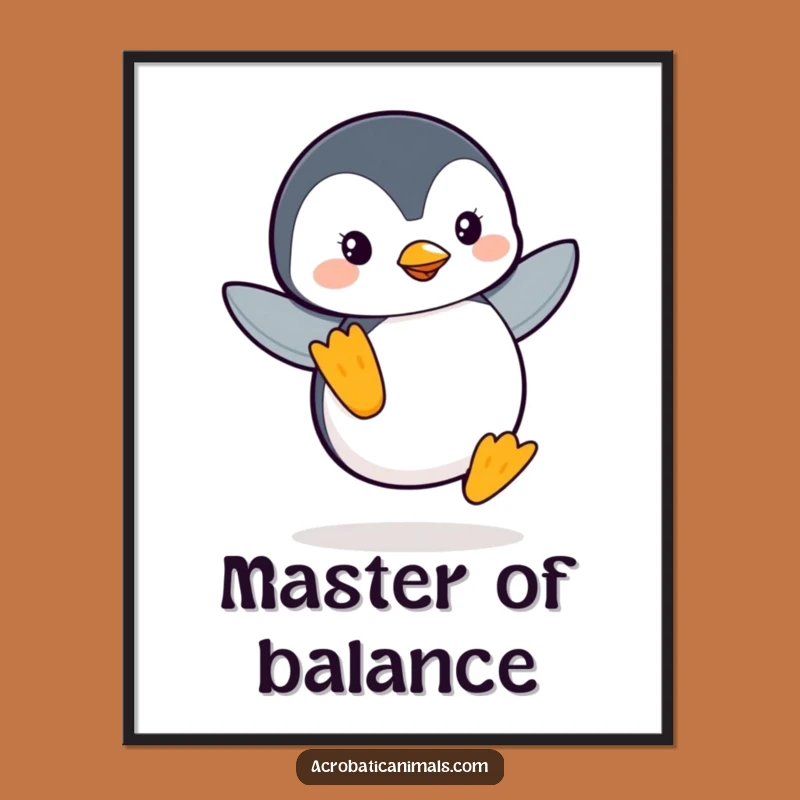 Funny Penguin Balance Poster: Graceful Leaper Art, Perfect Wall Decor Gift