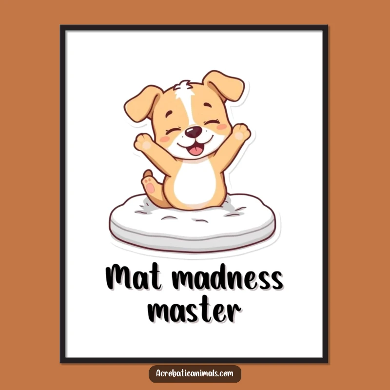 Funny Puppy Flip Poster: Adorable Gymnastics Art for Energetic Spaces!