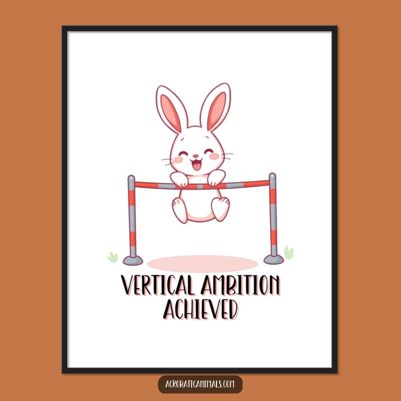Funny Rabbit High Jump Poster: Adorable Art Piece for a Hilarious Funny Gift