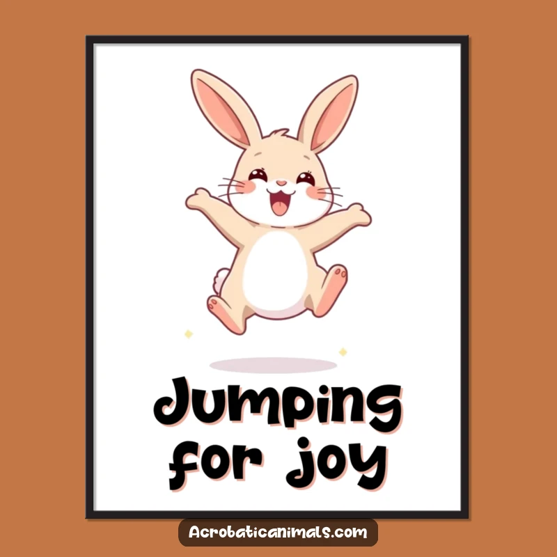 Funny Rabbit Jump Poster: Dynamic Wall Art, a Whimsical Funny Gift for Bunny Enthusiasts