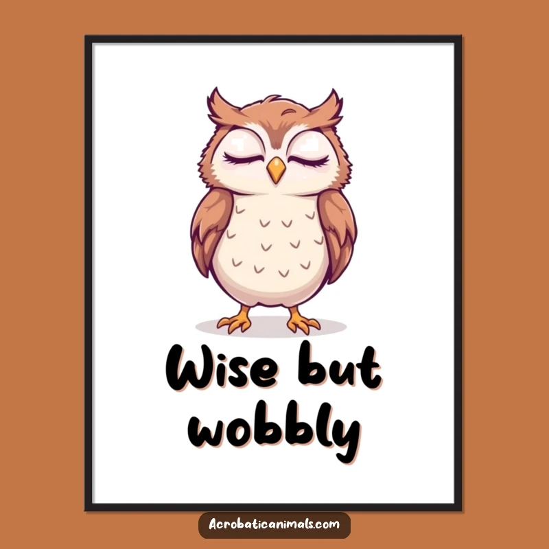 Funny Sleepy Owl Handstand Poster: Whimsical Art for Your Space