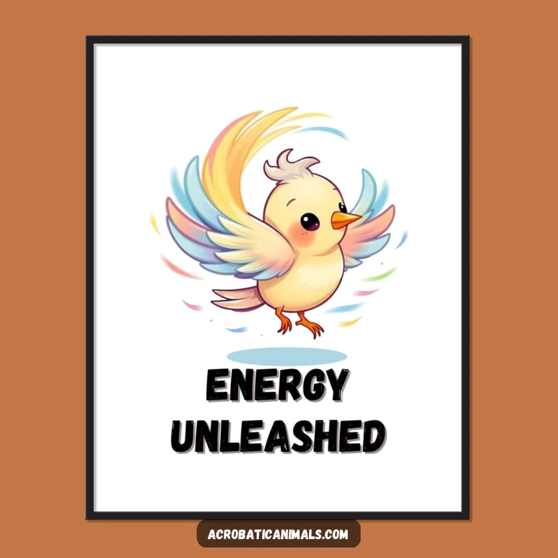 Funny Spinning Bird Poster - Vibrant & Hilarious Wall Art for a Colorful Space
