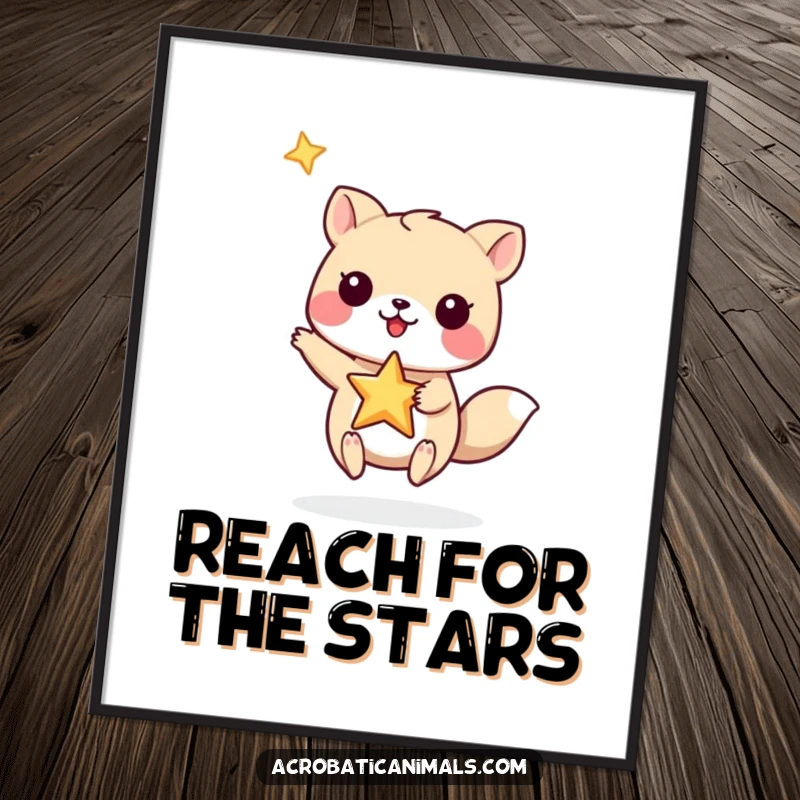 Funny Poster: A small animal balancing a star on its paw, adding a whimsical and ambitious vibe to decor.