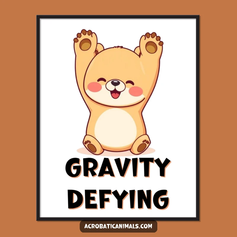 Funny Bear Handstand Poster: Happy Yogi Bear Wall Art, Gift Idea