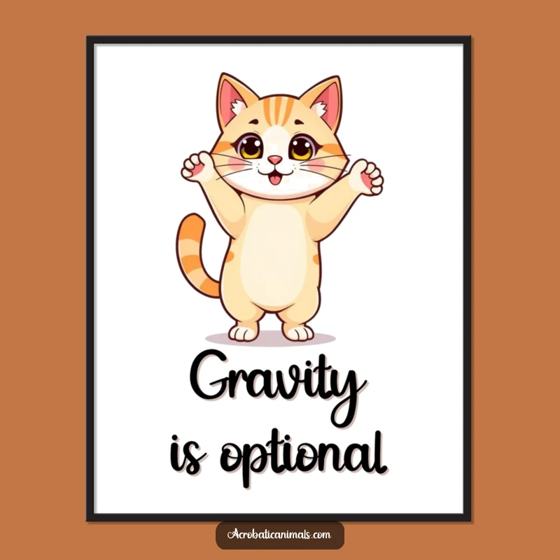 Funny Cat Handstand Poster: Proud Feline Art for Home, Ideal Funny Gift