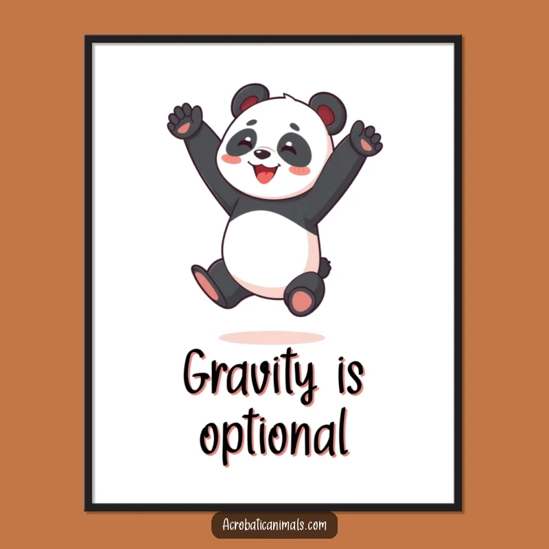 Funny Panda Split Jump Poster: Joyful Acrobat Art, Perfect Wall Decor Gift