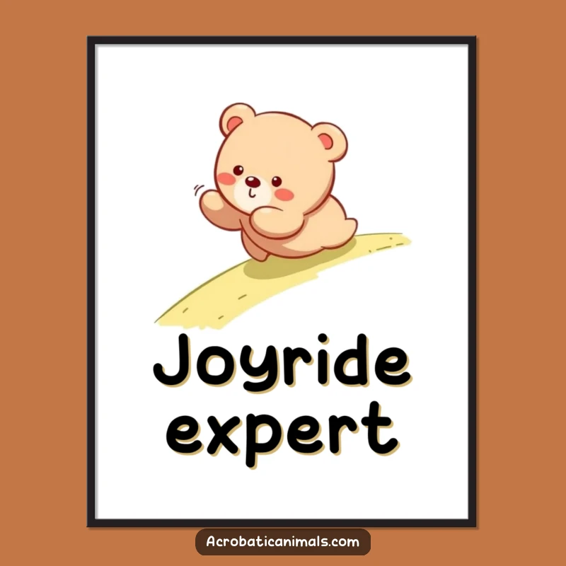 Funny Tumbling Bear Cub Poster - Adorable & Hilarious Wall Art for Any Room