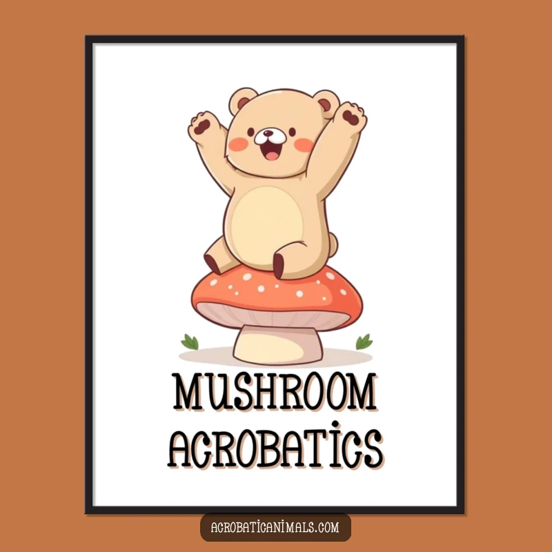 Funny Bear Handstand Poster: Whimsical Wall Art for Nature Lovers