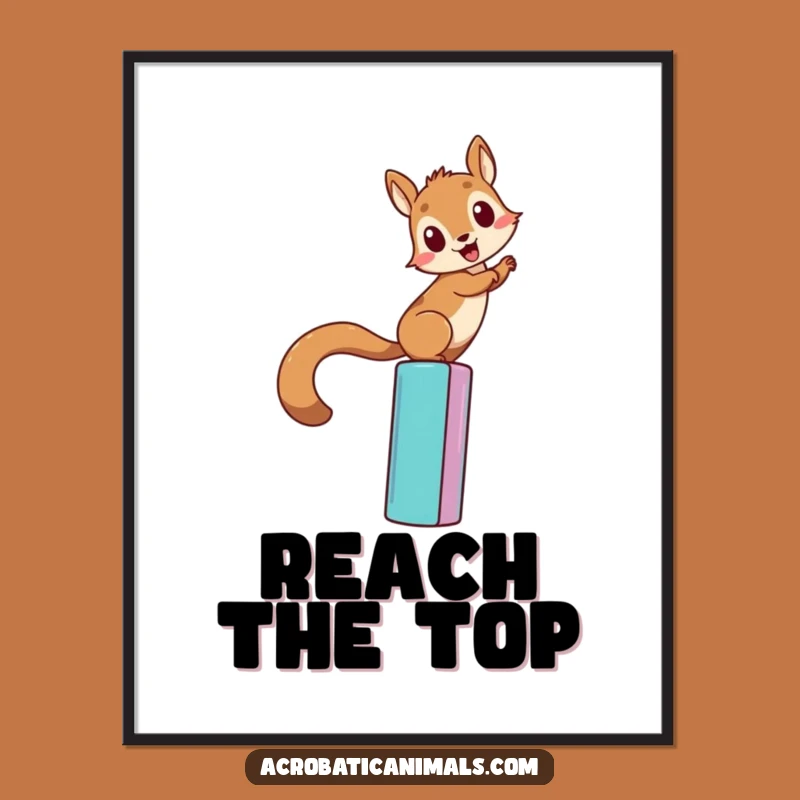 Funny Squirrel Climbing Poster - Determined Wall Art, Hilarious Bar Challenge Decor Gift