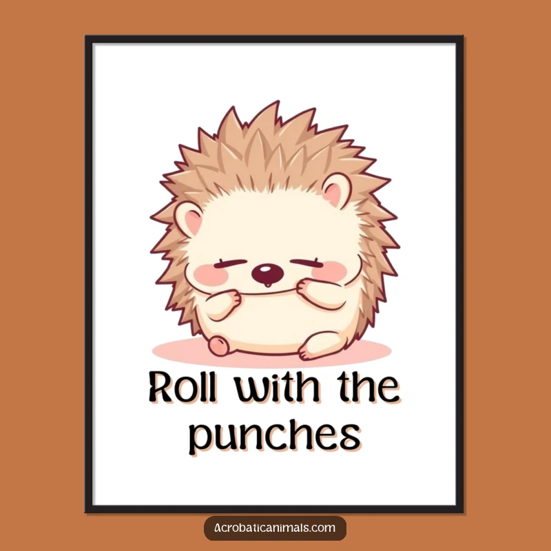 Funny Hedgehog Roll Poster - Adorable Art, Hilarious Decor Gift!
