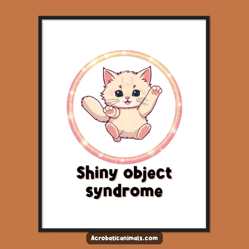 Funny Cat Hoop Leap Poster: Dazzling Art for a Whimsical Space