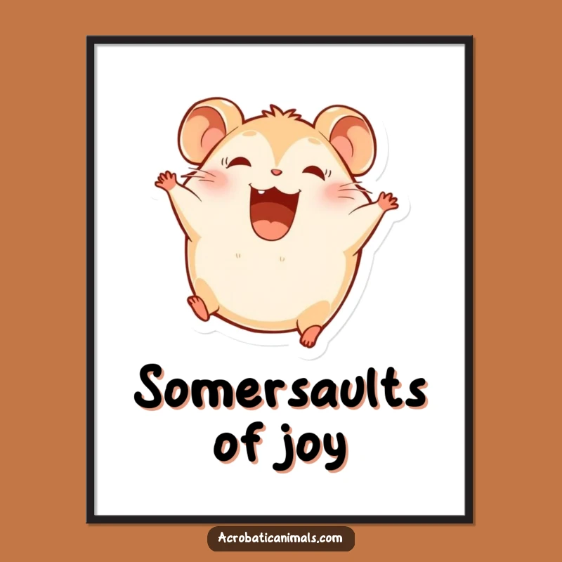 Funny Hamster Flip Poster: Adorable Gymnastics Art for Cheerful Walls!