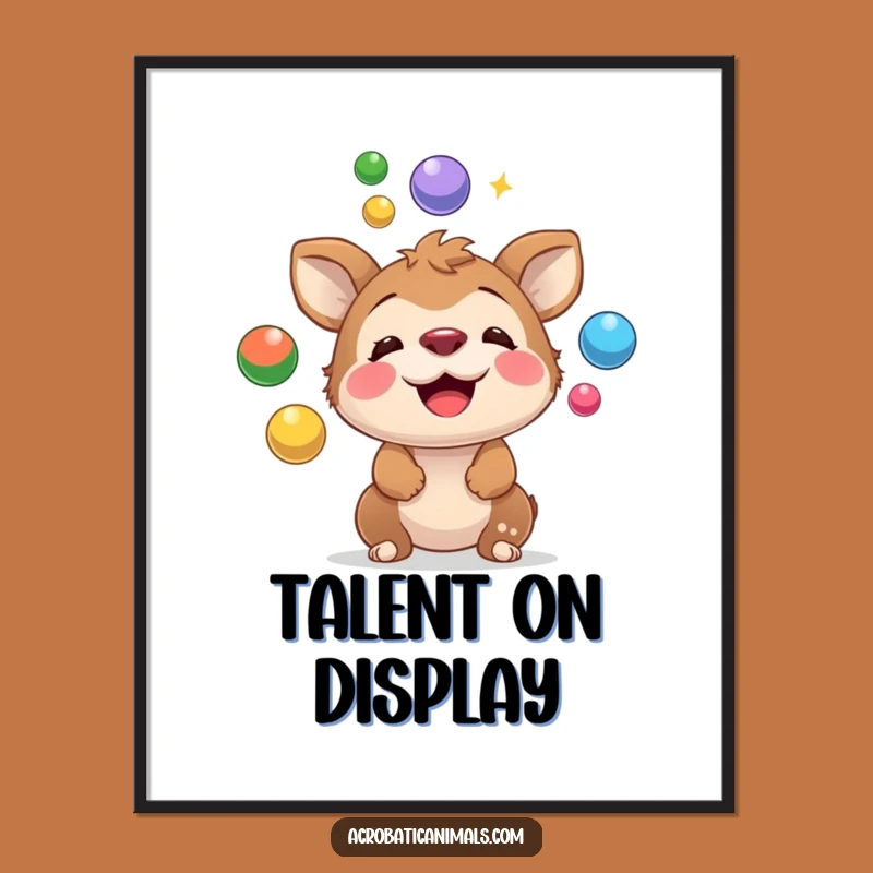 Funny Playful Animal Juggling Art Poster - Hilarious Decor Gift!
