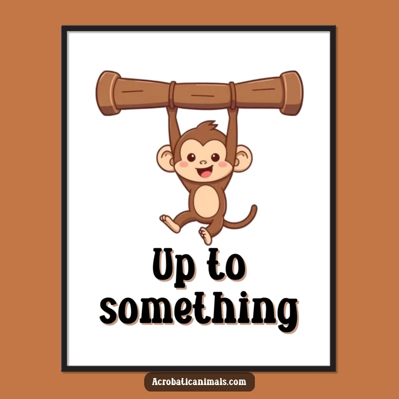 Funny Monkey Swinging Poster - Mischievous Acrobat Art, Hilarious Jungle Decor Gift