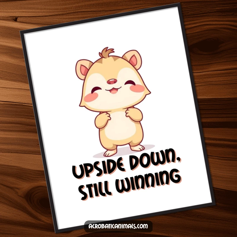 Funny Poster: A tiny creature proudly doing a handstand, adding a humorous and motivational touch to any space.