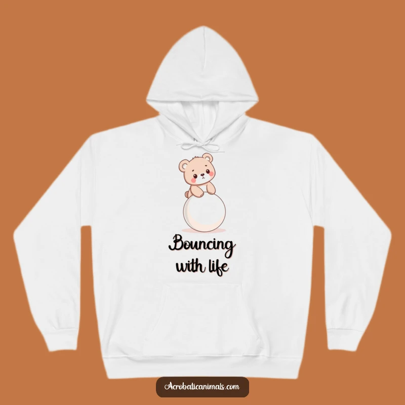 Cozy Funny Bear Cub Bouncy Ball Hoodie - Warm & Playful