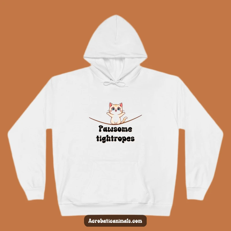 Funny Cat Tightrope Hoodie: Cozy Surprised Balance Warmth, Perfect Funny Gift