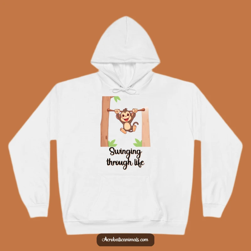 Funny Monkey Swinging Hoodie: Cozy Primate Bar Wear, Perfect Funny Gift