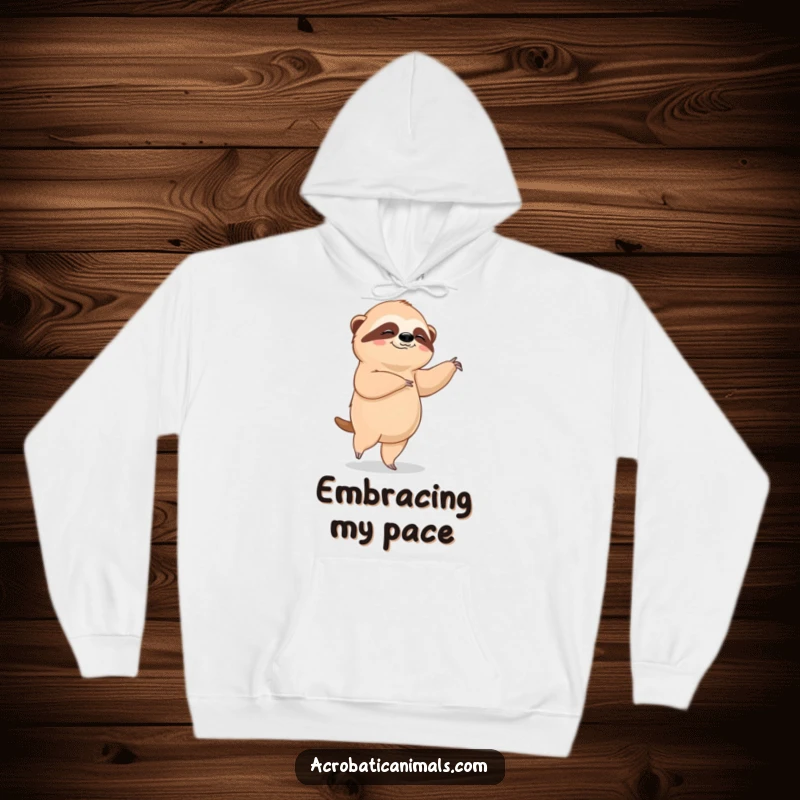 Funny sloth ballet hoodie, featuring a contented sloth in a graceful ballet pose. Cozy and humorous for relaxation, excellent gift.