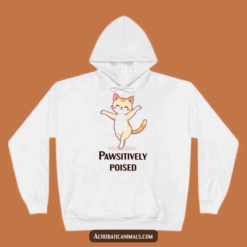Funny Cat Arabesque Hoodie: Cozy Graceful Kitty Ballet Wearable Art, Gift