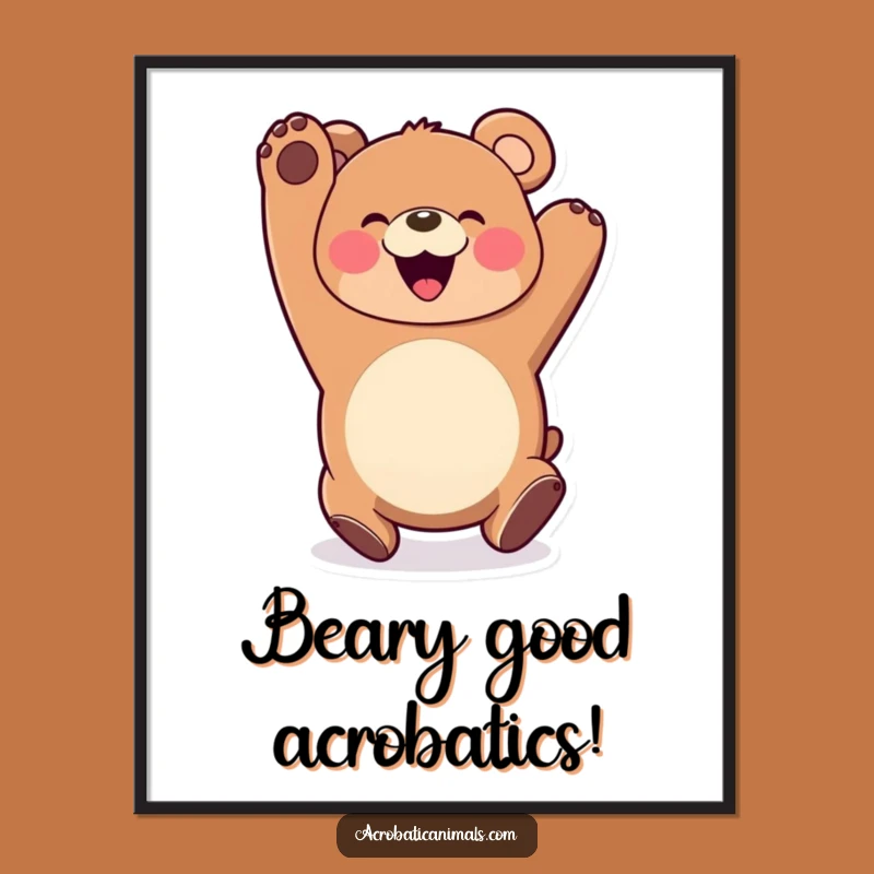 Free Printable Bear Art: Beaming Somersault Downloadable for Cheerful Wall Decor!