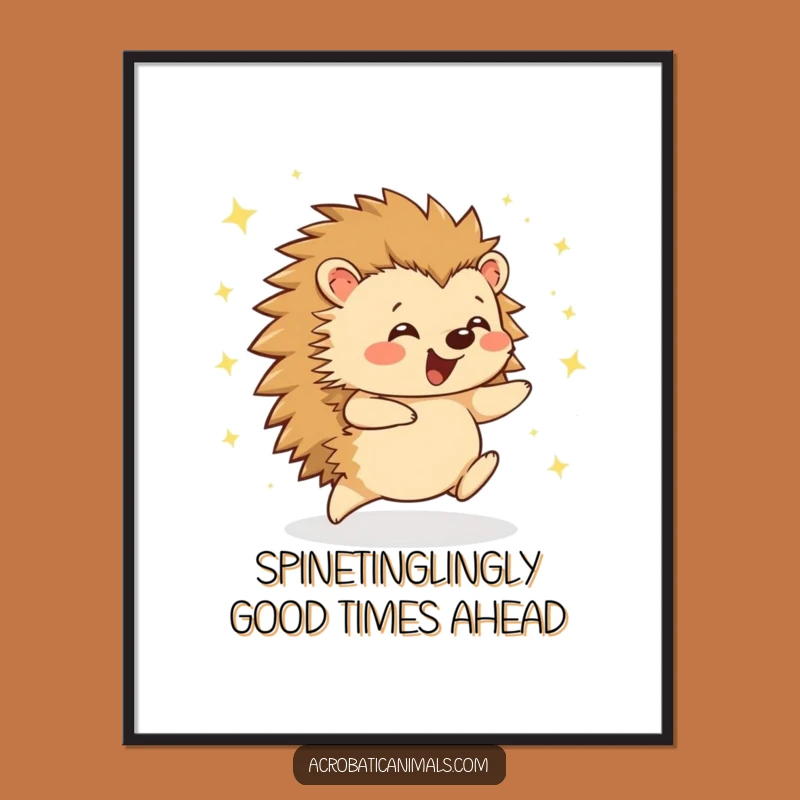 Free Printable Wall Art: Cartwheeling Hedgehog Joyful Sparkle Decor!