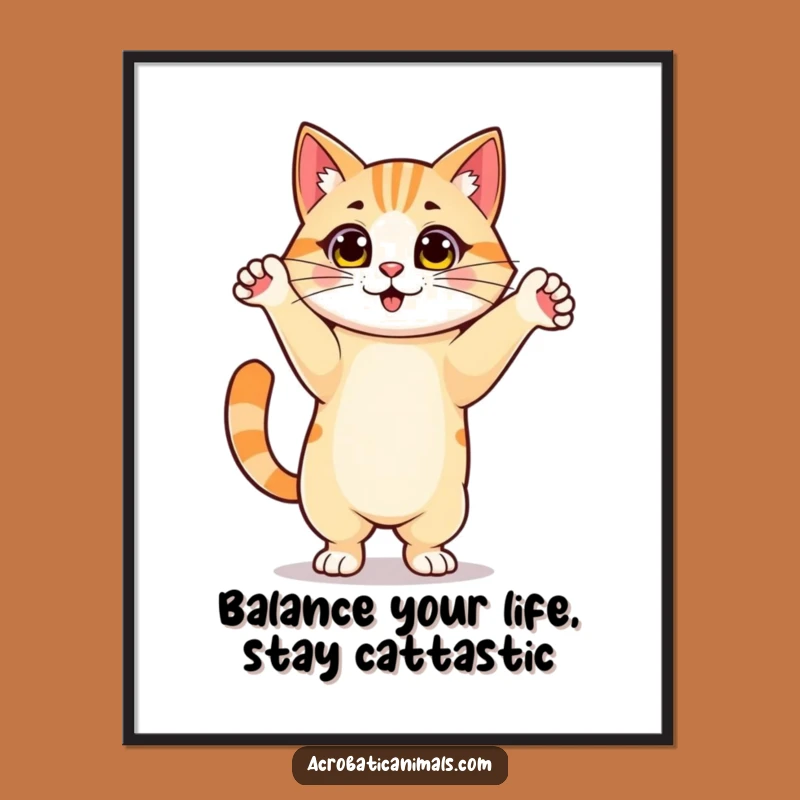 Free Printable Wall Art: Funny Cat Handstand, Hilarious Cat Decor Downloadable Poster