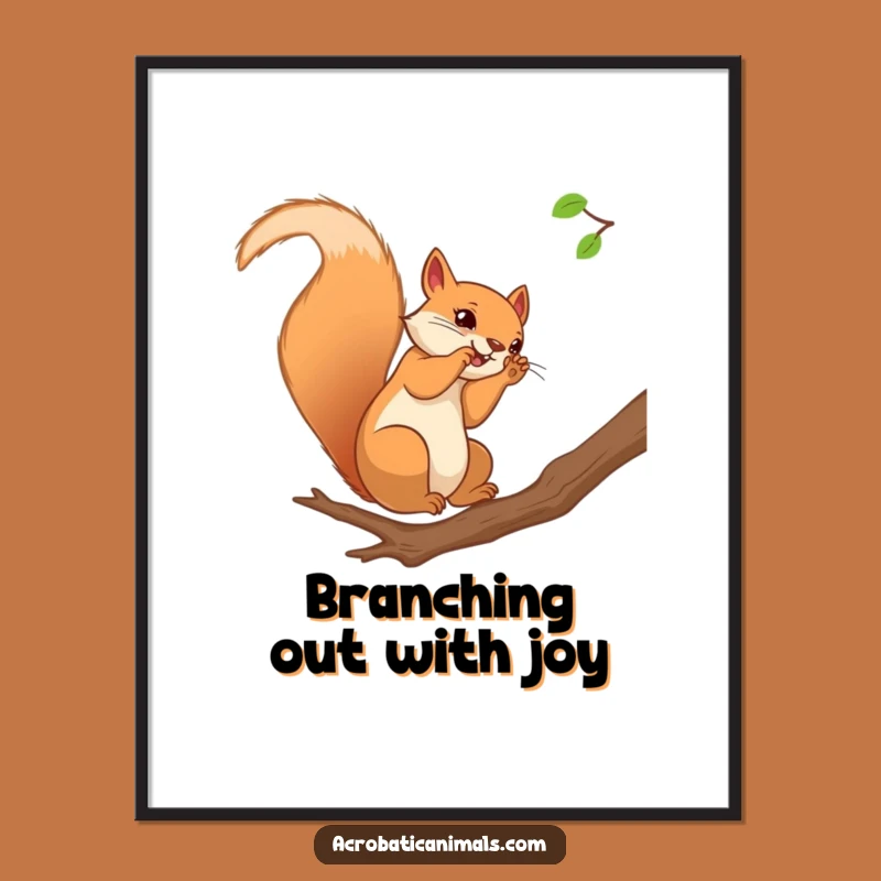 Free Printable Wall Art: Funny Squirrel Performing Acrobatics Downloadable Decor