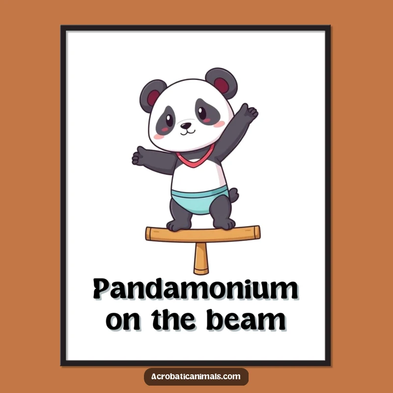 Free Printable Wall Art: Panda Gymnast, Balance Beam Art Download