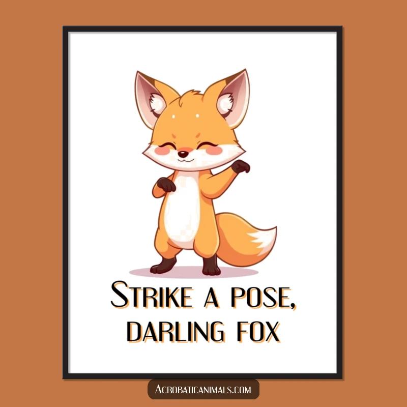Funny Free Printable Fox Art: Dramatic Pose Downloadable Wall Decor