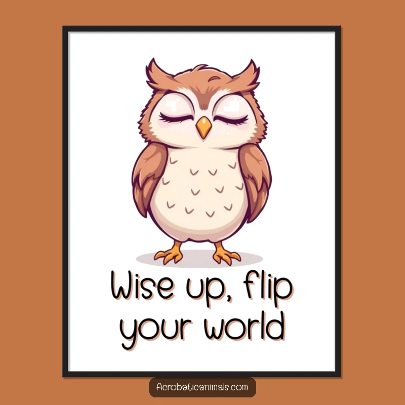 Funny Free Printable Owl Art: Sleepy Handstand Downloadable Wall Decor