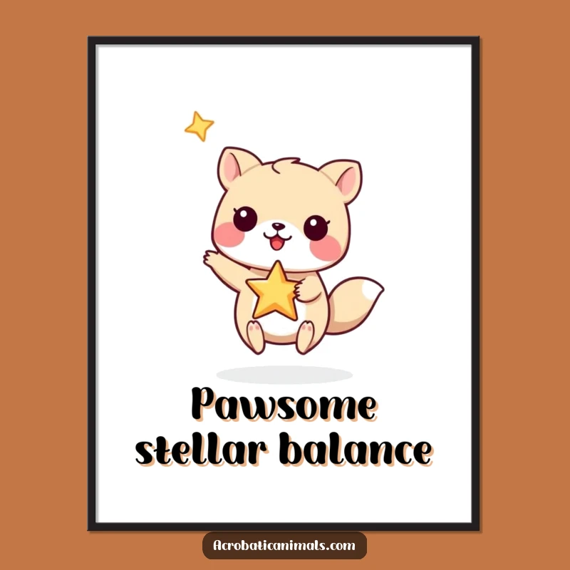 Funny Free Printable Wall Art: Animal Star Balance Downloadable Decor