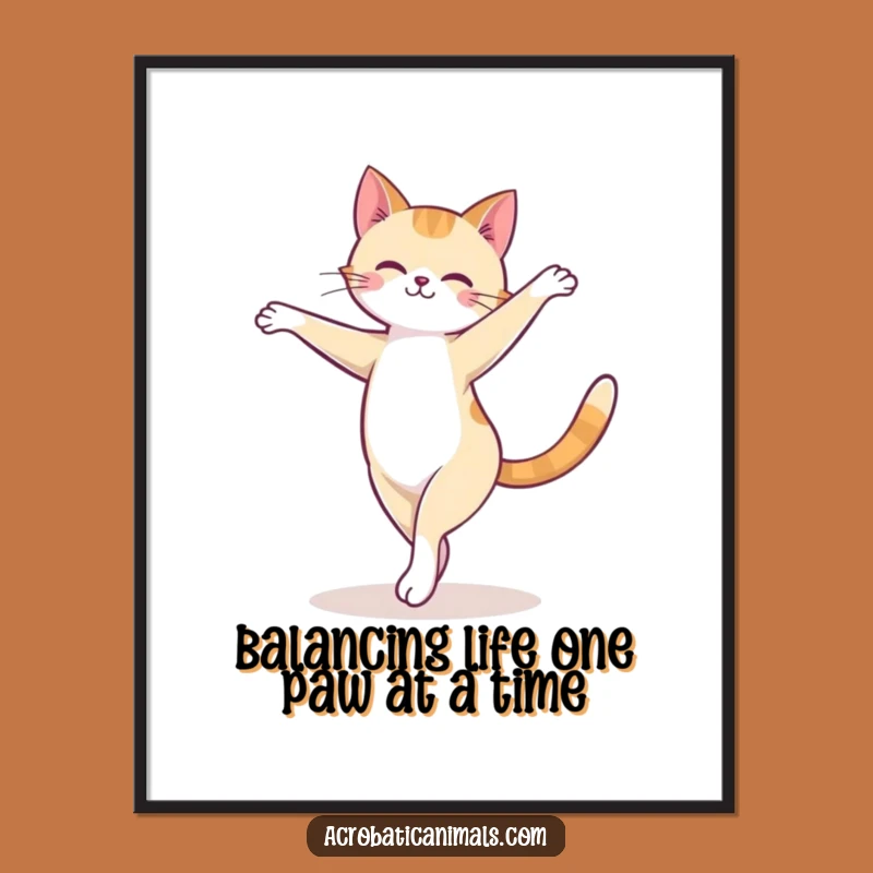 Funny Free Printable Wall Art: Cute Cat Arabesque Dancer, Downloadable Art for Cat Lovers