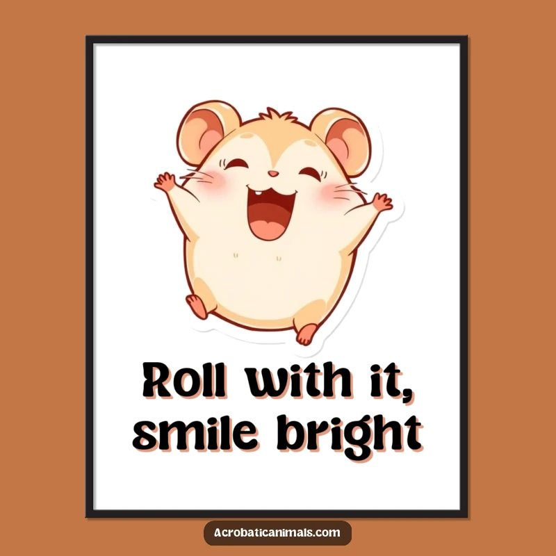 Funny Free Printable Wall Art: Hamster's Joyful Somersault Downloadable Art