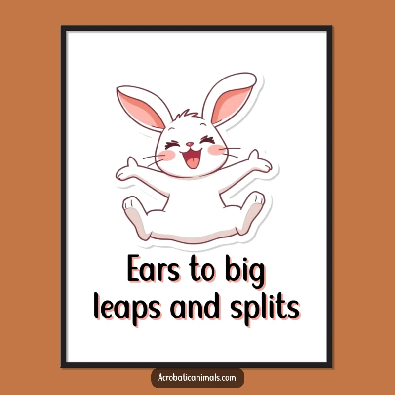 Funny Free Printable Wall Art: Joyous Rabbit Split Jump, Whimsical Downloadable Art for Nature Lovers