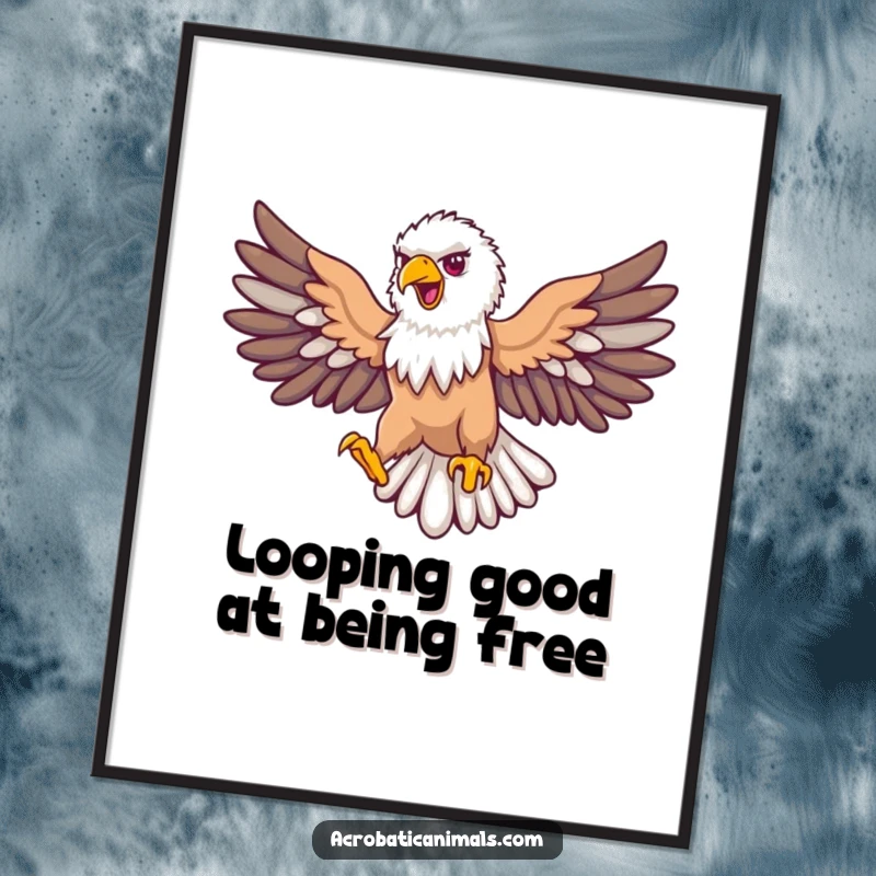 Funny Free Printable Wall Art: A proud eagle glides through the sky in a perfect loop, wings outstretched, symbolizing power and freedom.