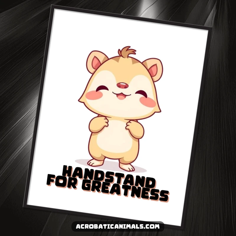 Funny Free Printable Wall Art: A tiny creature impressively balancing in a handstand, radiating pure joy.