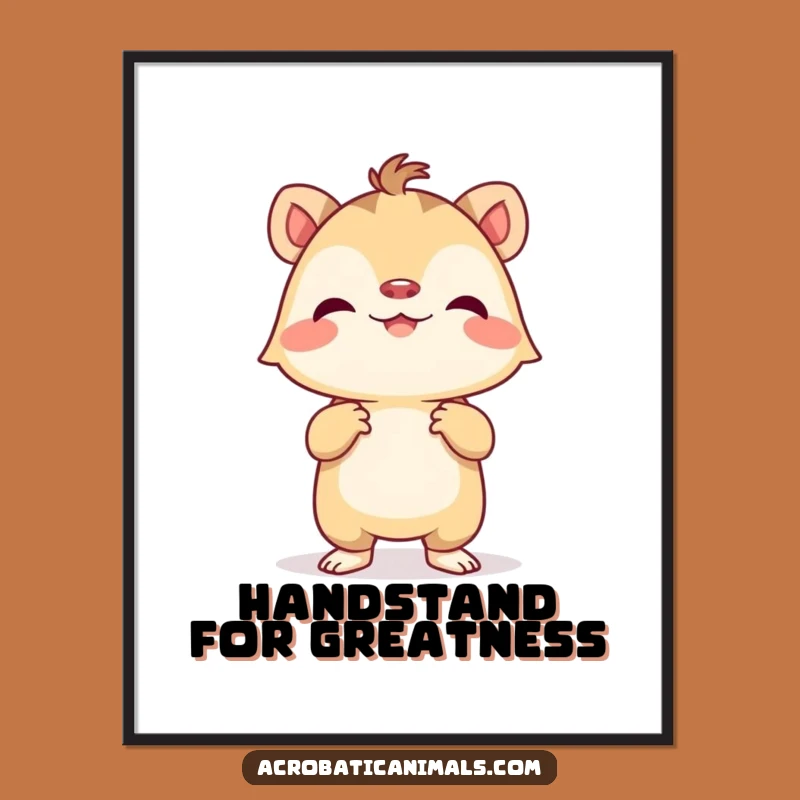 Funny Free Printable Wall Art: Tiny Creature Handstand Humor Downloadable Decor