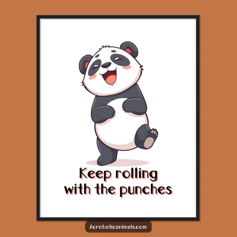 Free Printable Wall Art: Giggling Panda Cartwheel, Playful Panda Decor Downloadable Poster