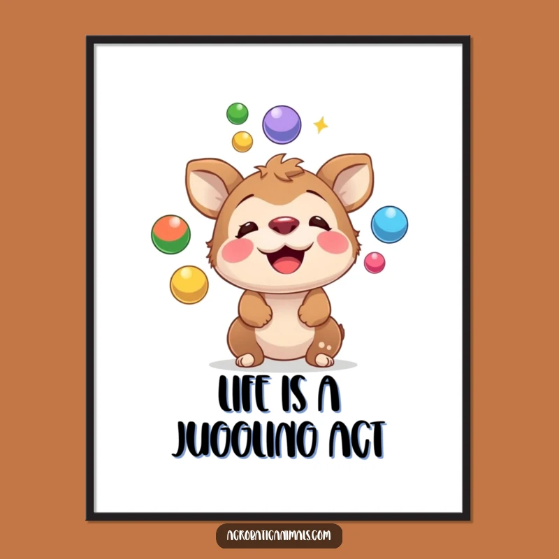 Free Printable Wall Art: Playful Animal Juggling Funny Downloadable Art