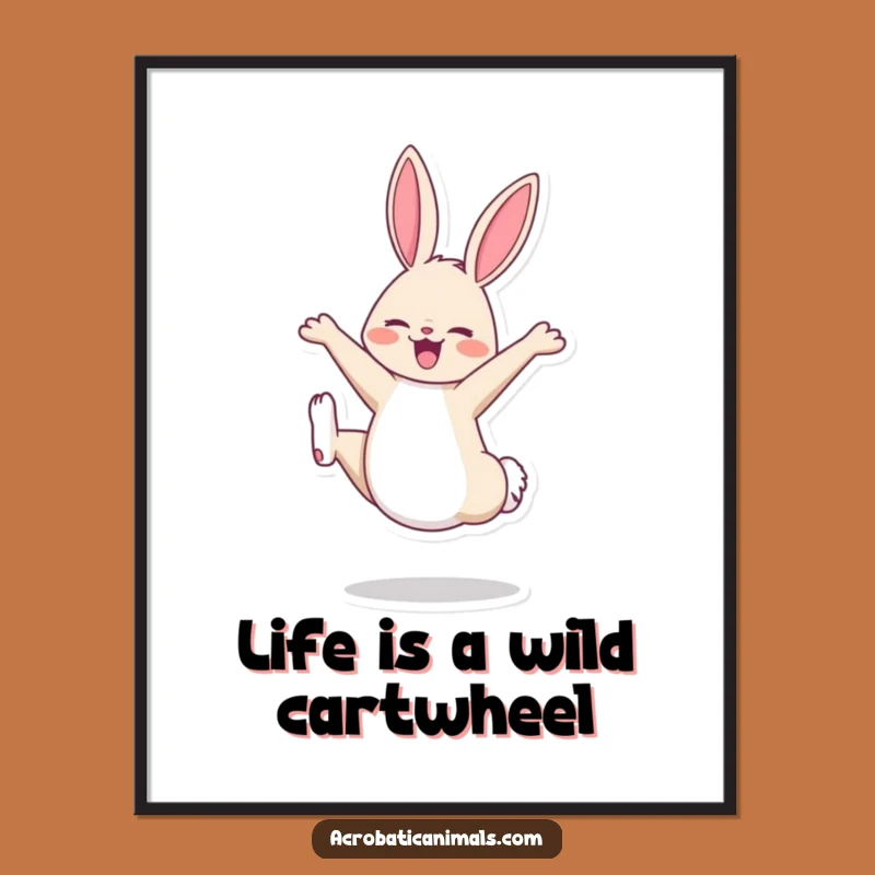 Funny Free Printable Bunny Art: Cartwheel Fun Downloadable Wall Decor