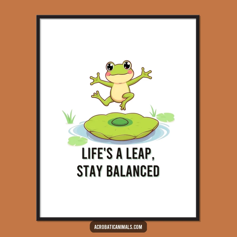Free Printable Frog Wall Art: Funny Leaping Lily Pad Humor Downloadable Decor