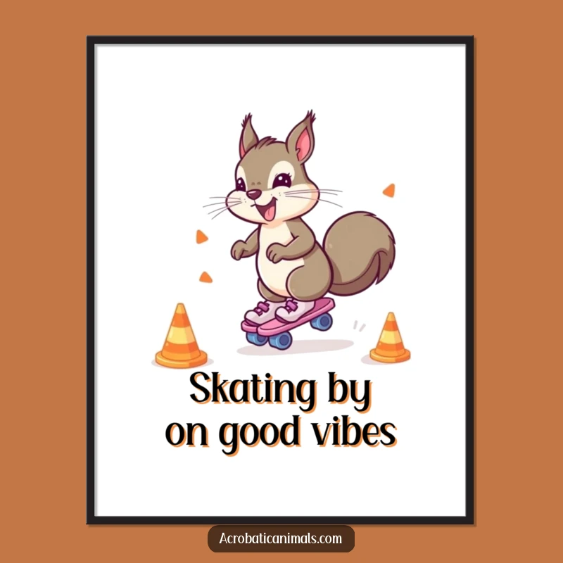 Free Printable Funny Squirrel Skater Wall Art - Downloadable Hilarious Decor