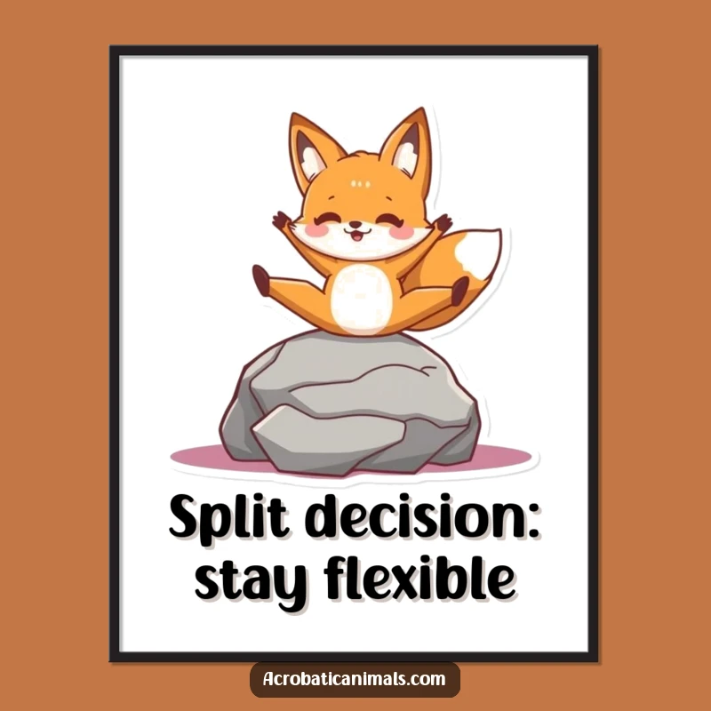 Free Printable Wall Art: Cheerful Fox Split - Flexible & Funny Decor