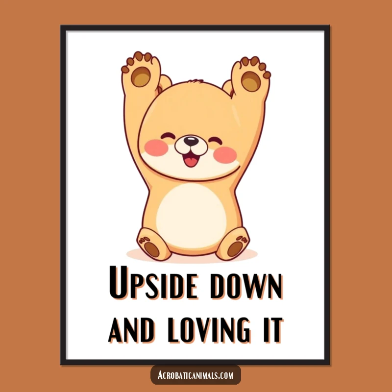 Funny Free Printable Wall Art: Happy Bear Handstand, Whimsical Downloadable Art for Any Room