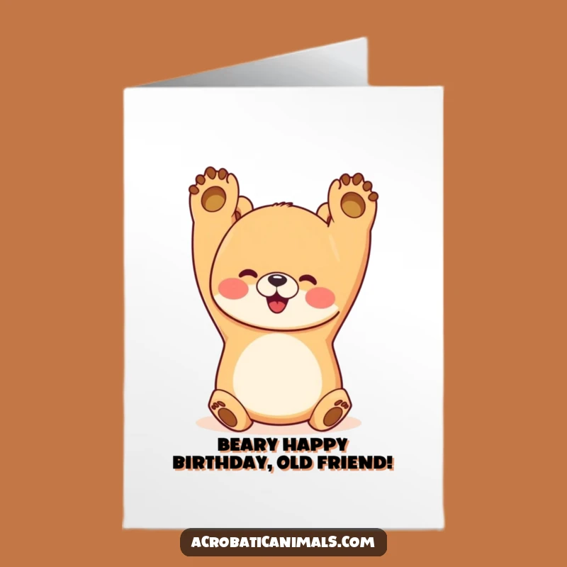 Free Printable Funny Bear Birthday Card: Handstand Bear, Perfect for Strong & Playful Wishes